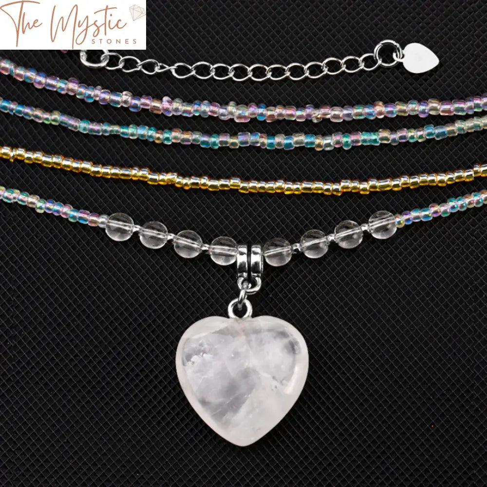 Amethyst Quartz Heart Pendant Necklace