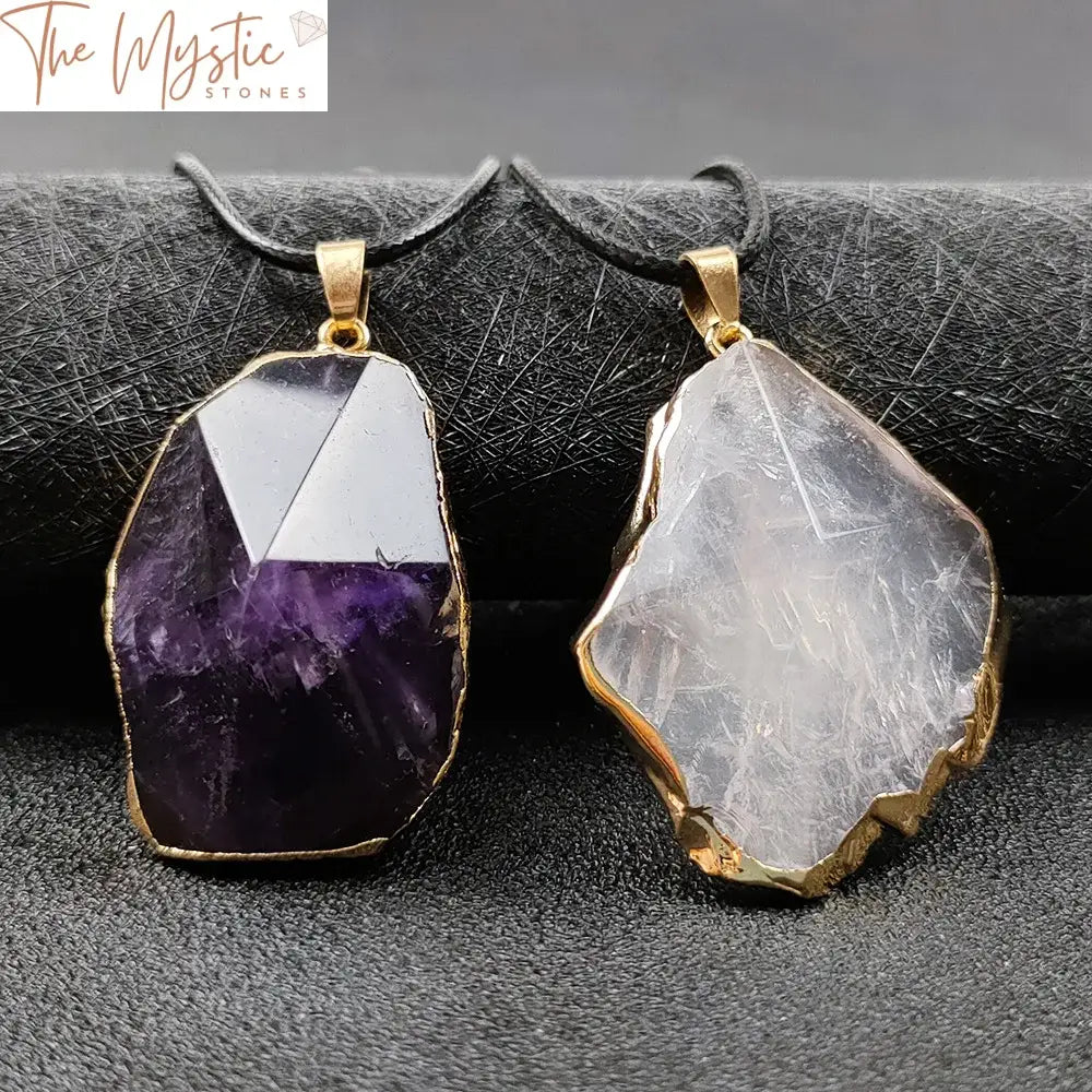 Amethyst Rose Quartz Pyramid Pendant