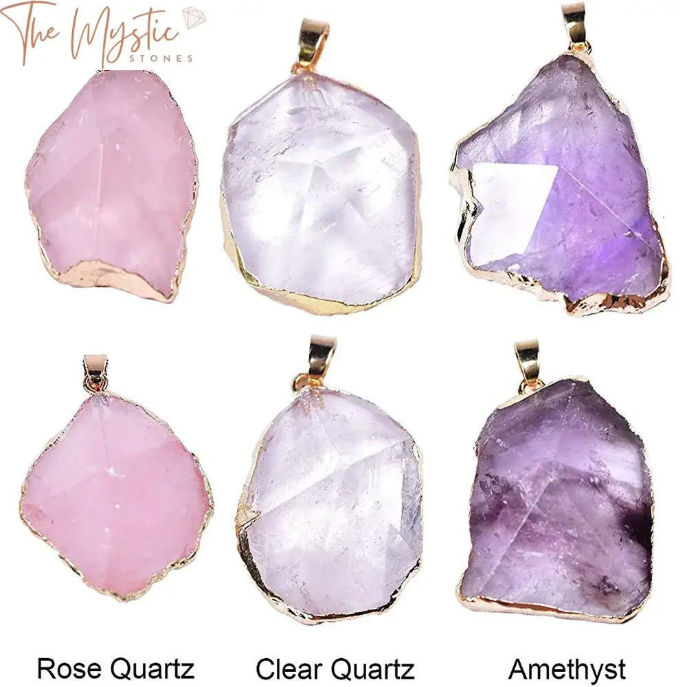 Amethyst Rose Quartz Pyramid Pendant