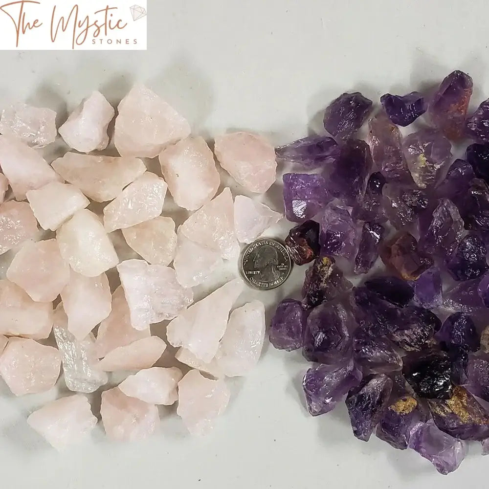 Amethyst & Rose Quartz Rough Crystal Set