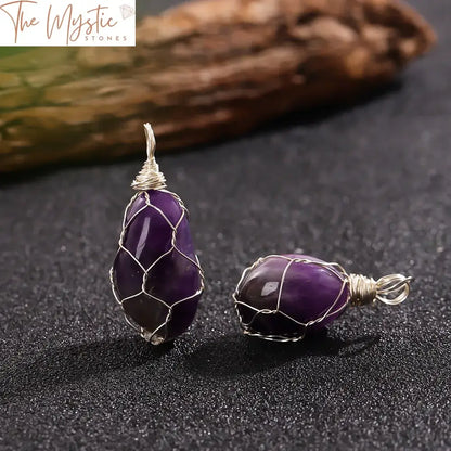 Amethyst Silver Wire-Wrapped Pendant