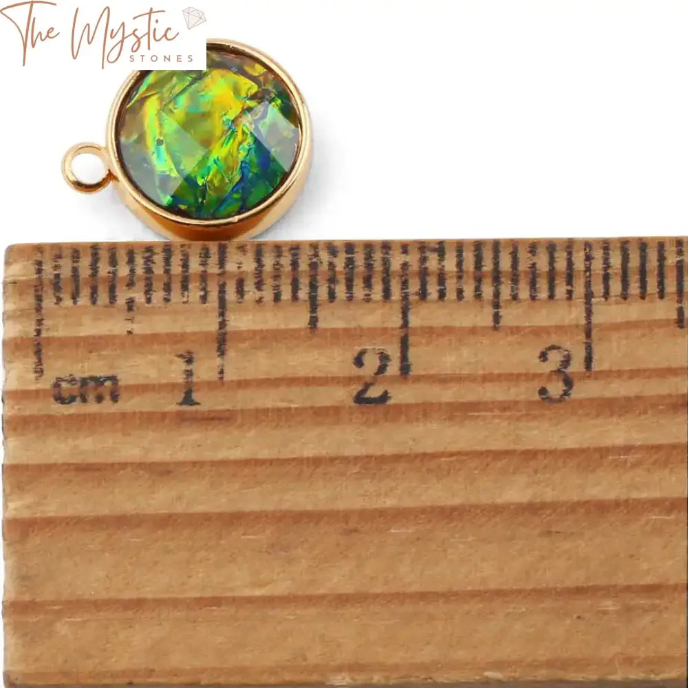 Ammolite Silver Round Connector Charm