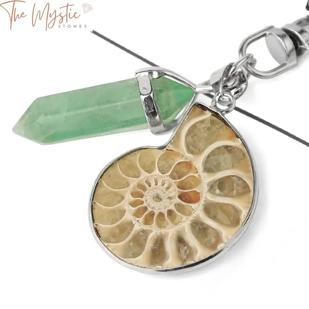 Ammonite Fluorite Gemstone Keychain