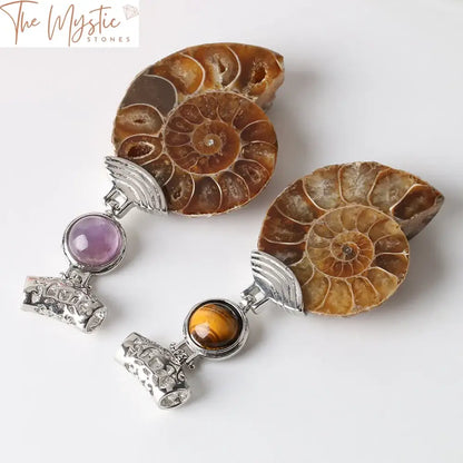 Ammonite Half Shell Pendant Necklace