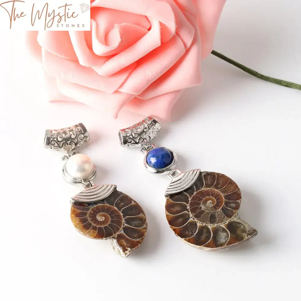 Ammonite Half Shell Pendant Necklace