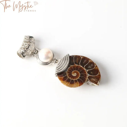 Ammonite Half Shell Pendant Necklace