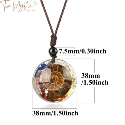 Ammonite Spiral Shell Pendant Necklace