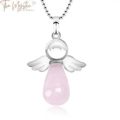 A collection of angel-shaped natural stone necklaces designed for women.