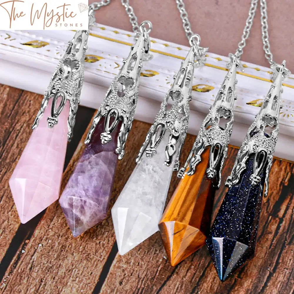 Antique Pink Quartz Crystal Pendulum