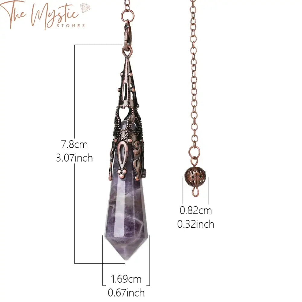 Antique Pink Quartz Crystal Pendulum