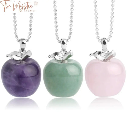 Apple Natural Stone Amethyst & Rose Quartz Pendant