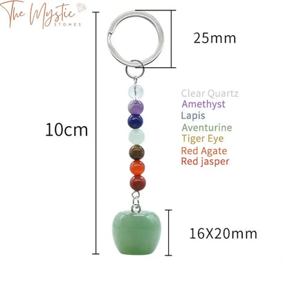 Apple Reiki Crystal Keychain With 7 Chakra Beads