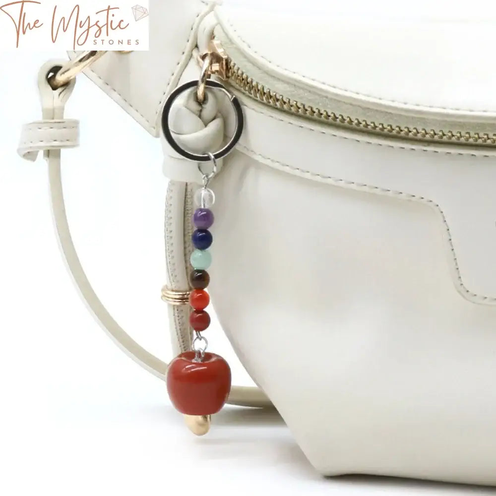 Apple Reiki Crystal Keychain With 7 Chakra Beads