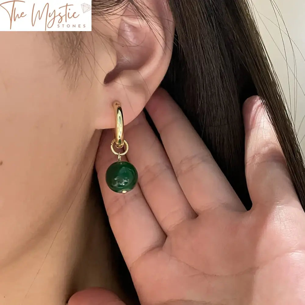 Asymmetrical Natural Stone Hoop Earrings