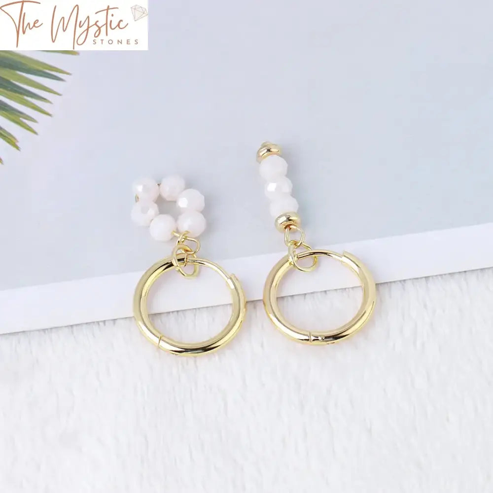 Asymmetrical Natural Stone Hoop Earrings