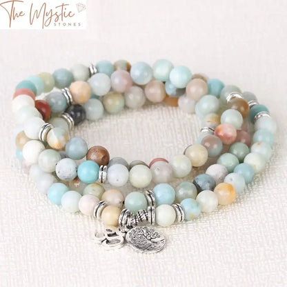 Aum 108 Natural Stone Mala Bracelet - 8Mm Strand