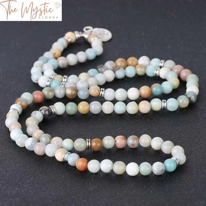 Aum 108 Natural Stone Mala Bracelet - 8Mm Strand