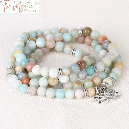 Aum 108 Natural Stone Mala Bracelet - 8Mm Strand