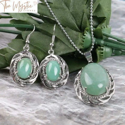 Aventurine & Quartz Bridal Jewelry Set