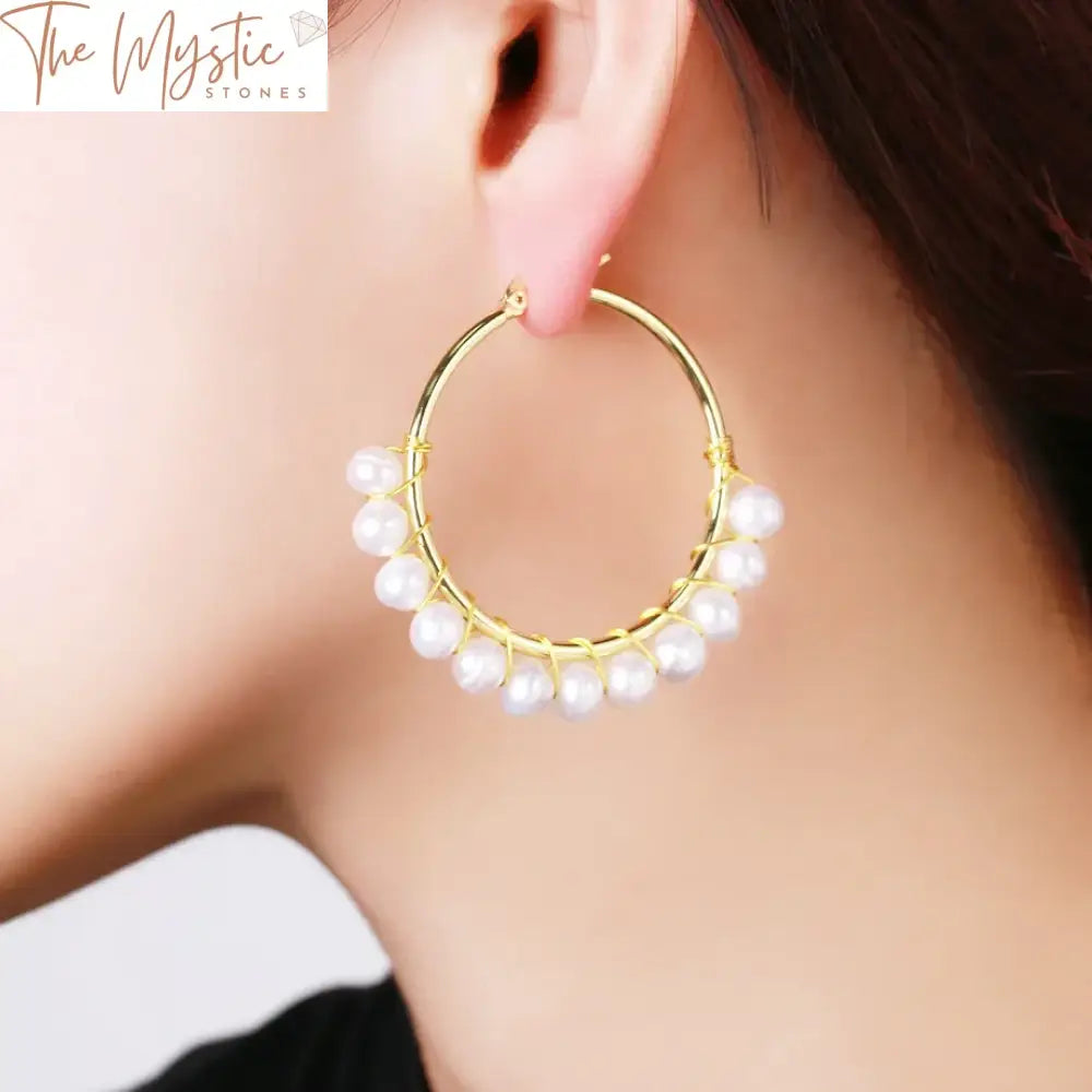 Baroque Freshwater Pearl Hoop Earrings