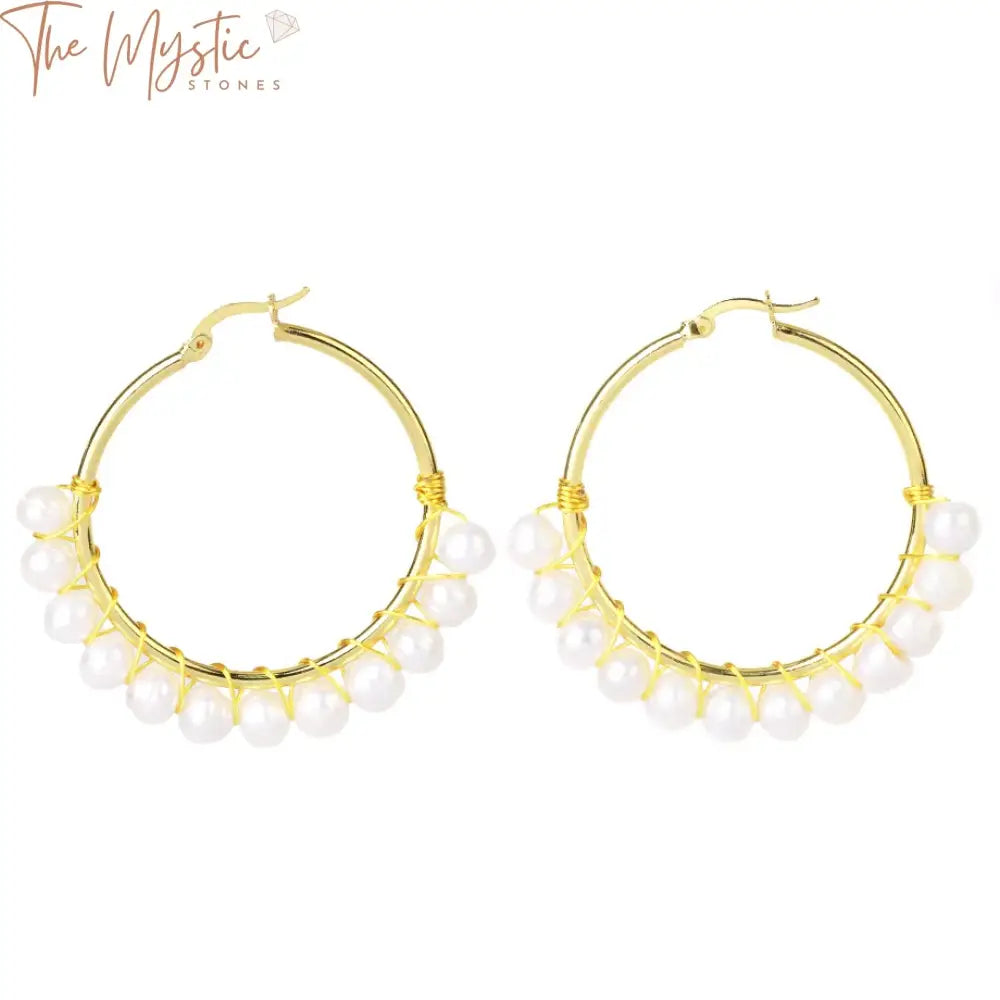 Baroque Freshwater Pearl Hoop Earrings