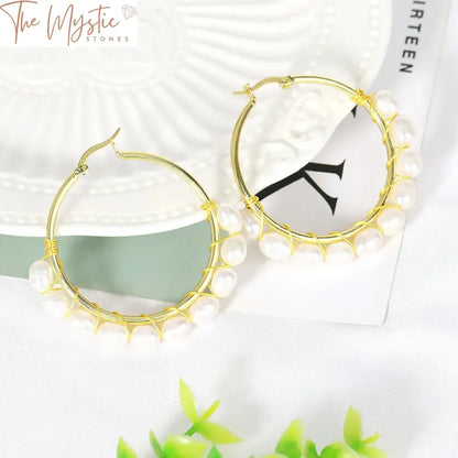 Baroque Freshwater Pearl Hoop Earrings