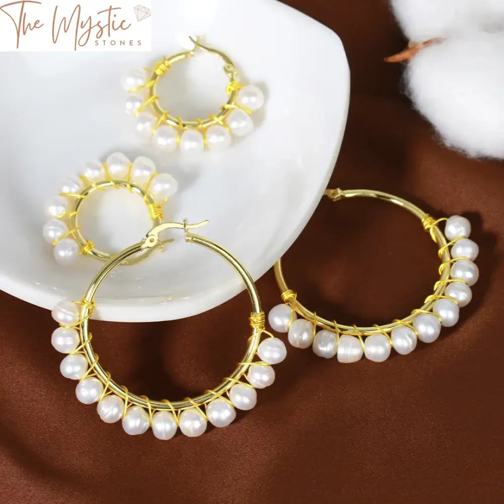 Baroque Freshwater Pearl Hoop Earrings