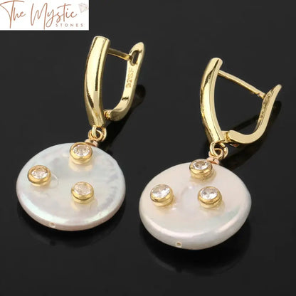 Baroque Freshwater Pearl Rhinestone Drop Earrings