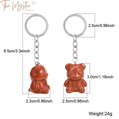 Bear Carved Stone Keychain