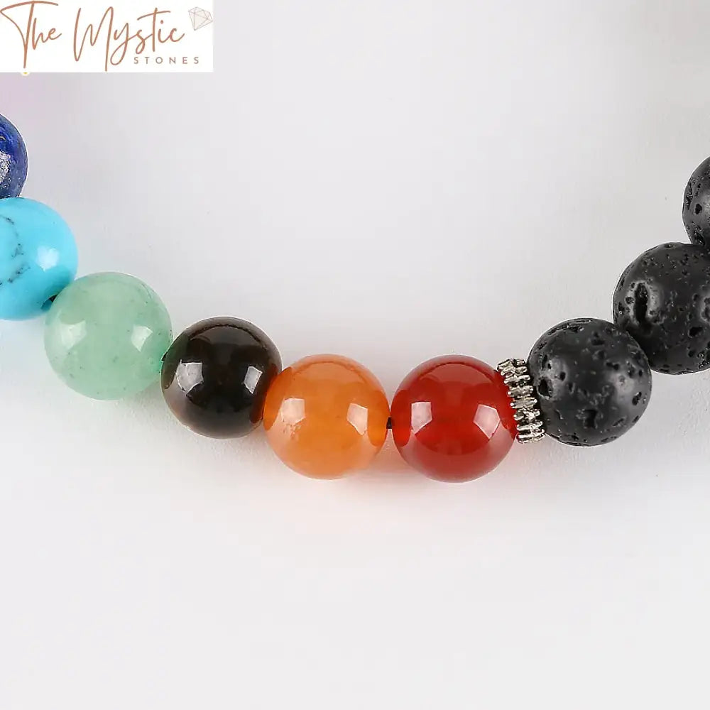 Black Lava & Chakra Gemstone Bracelet