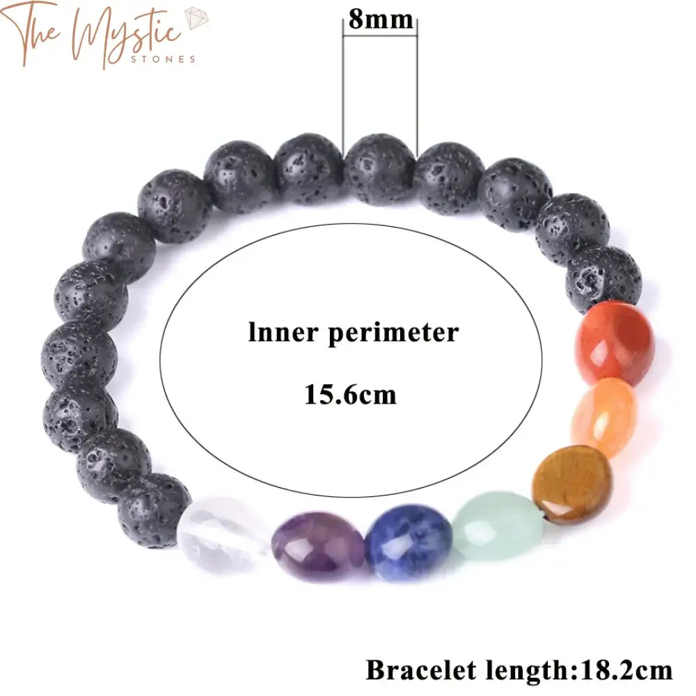 Black Lava & Gemstone Chakra Bracelet