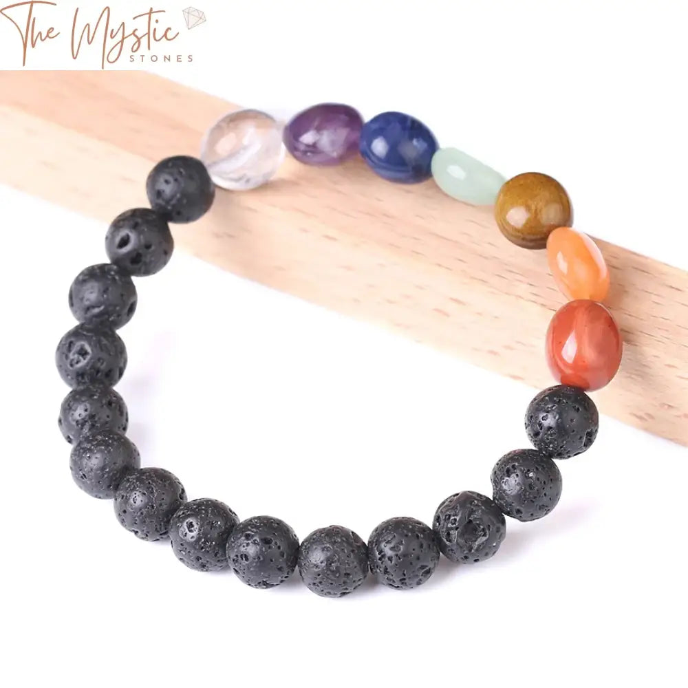 Black Lava & Gemstone Chakra Bracelet