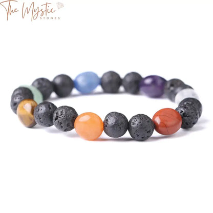 Black Lava & Gemstone Chakra Bracelet