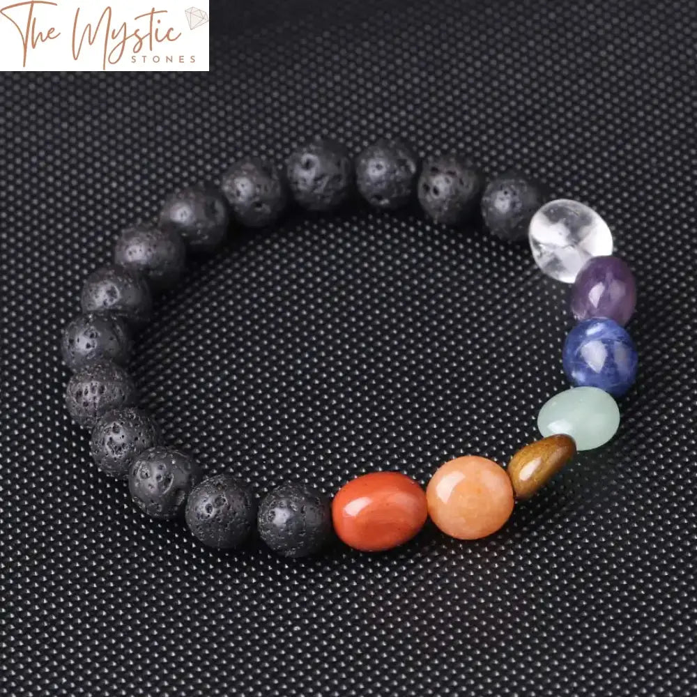 Black Lava & Gemstone Chakra Bracelet