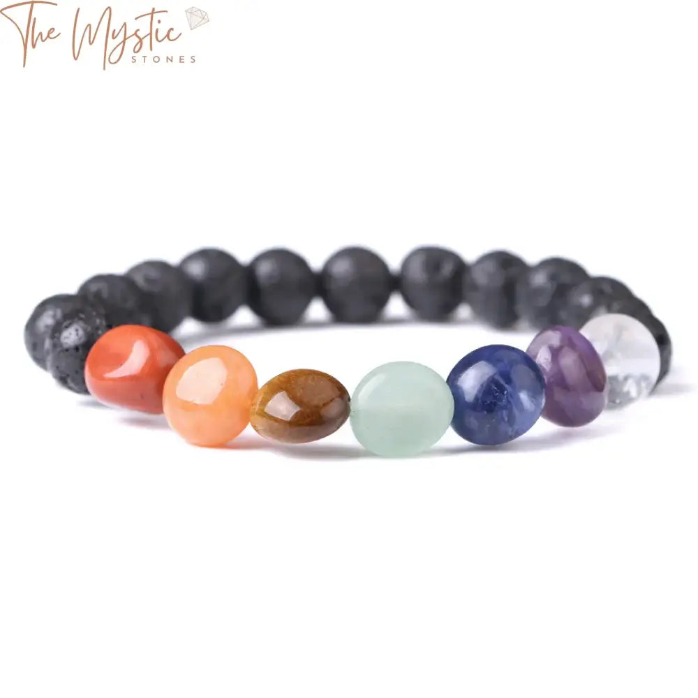 Black Lava & Gemstone Chakra Bracelet