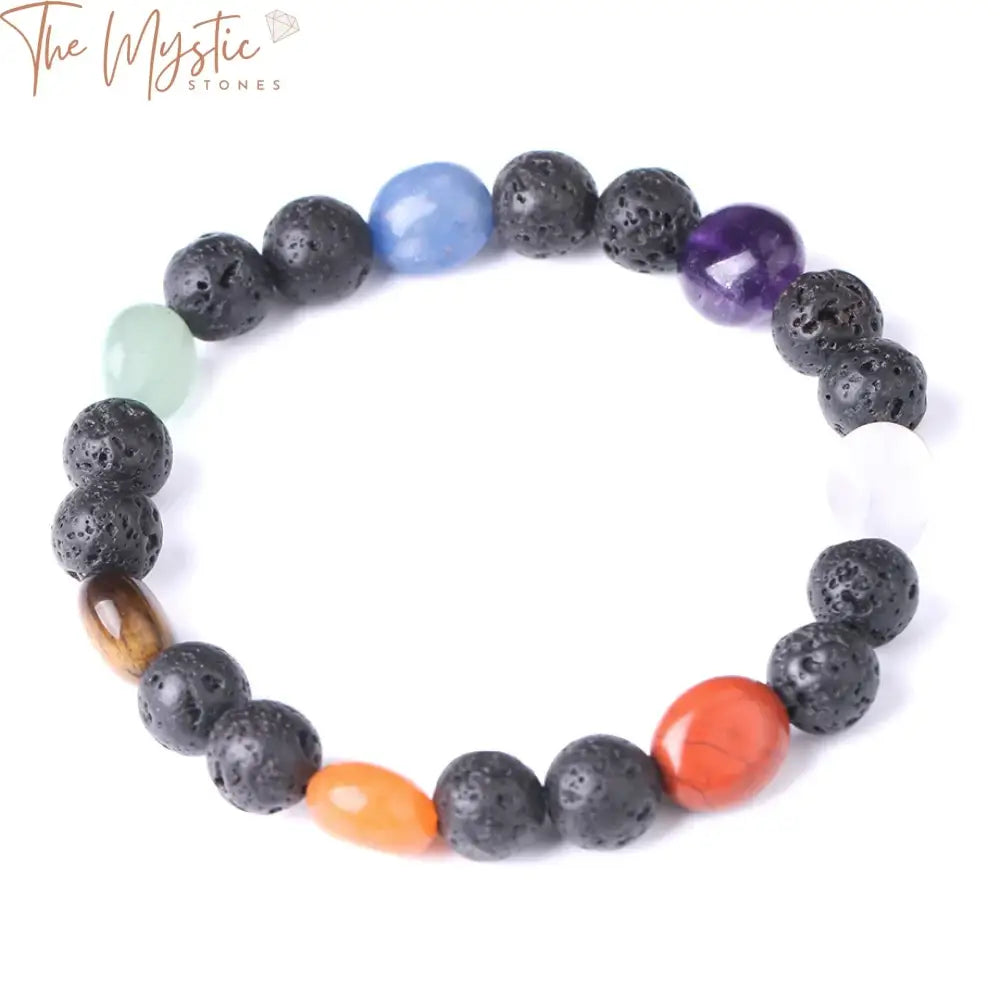 Black Lava & Gemstone Chakra Bracelet