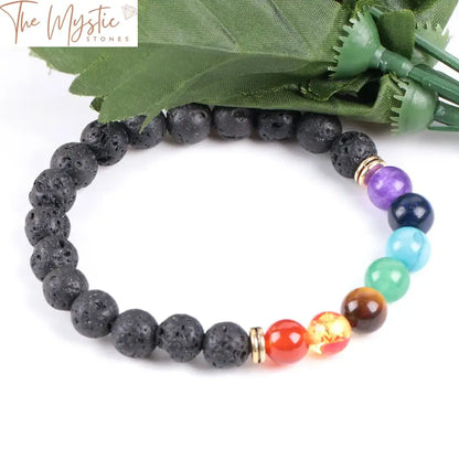 Black Lava Stone Chakra Bracelet