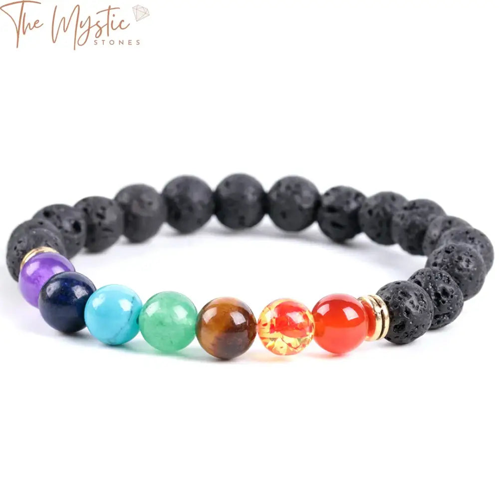 Black Lava Stone Chakra Bracelet