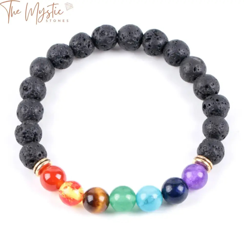 Black Lava Stone Chakra Bracelet