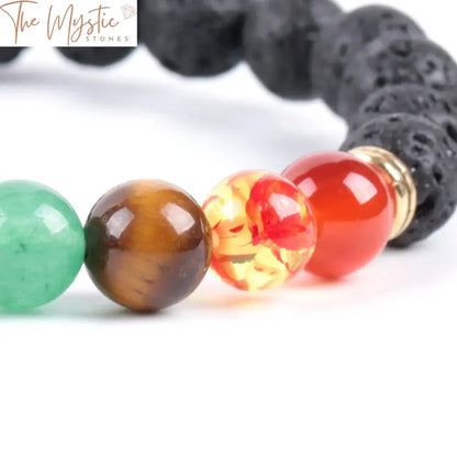 Black Lava Stone Chakra Bracelet