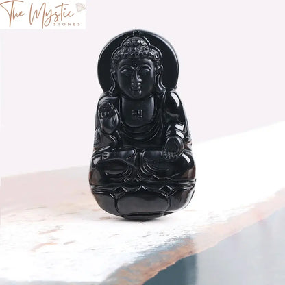 Black Obsidian Carved Amulet Pendant