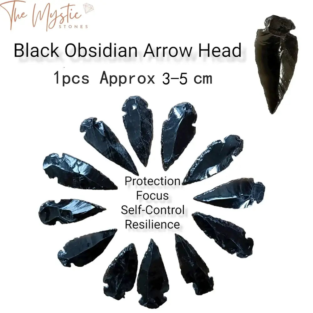 Black Obsidian Carved Arrowheads