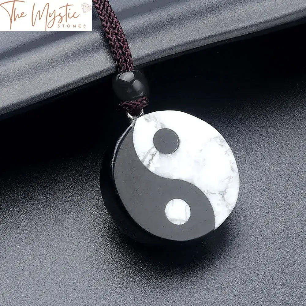 Black Obsidian & White Howlite Yin Yang Taichi Pendant