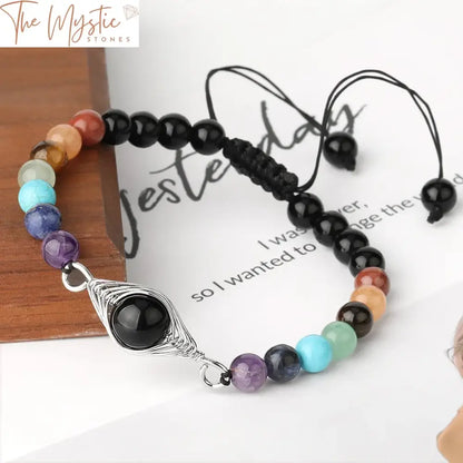 Black Onyx 7 Chakra Braided Bracelet