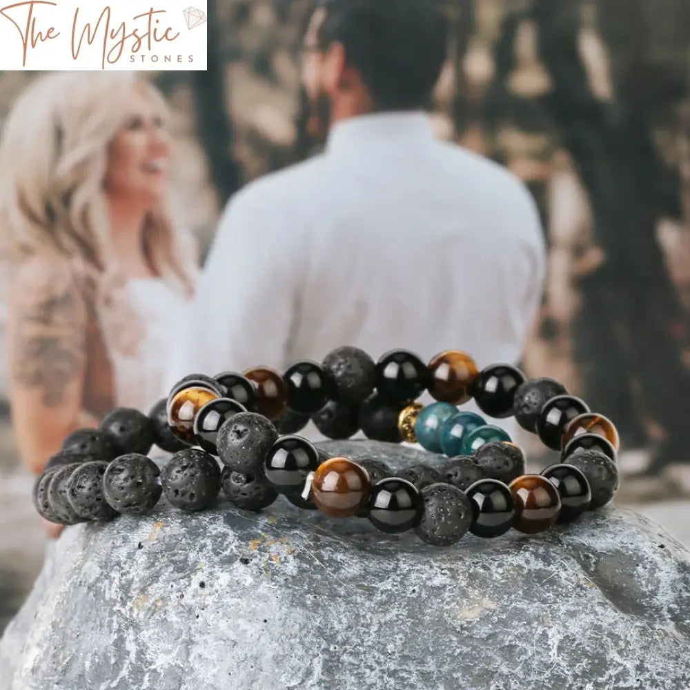 Black Onyx And Tiger Eye Couples Bracelet