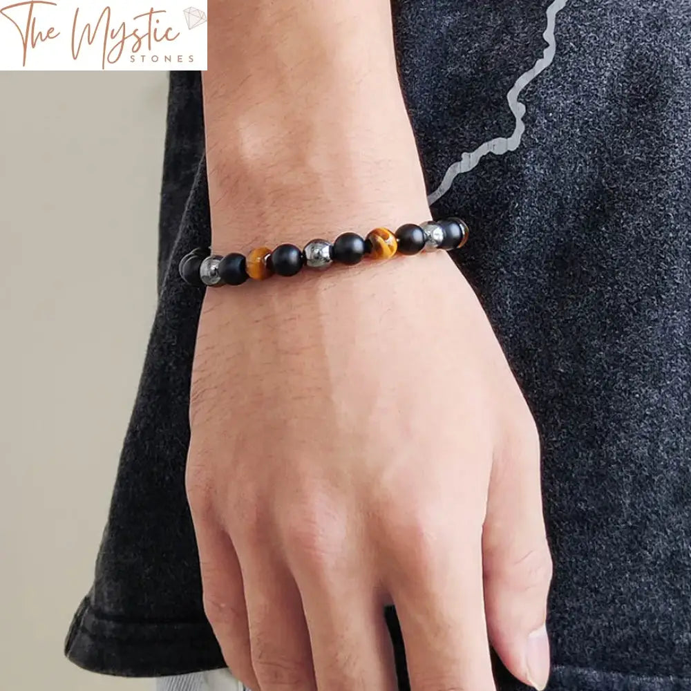 Black Onyx And Tiger Eye Couples Bracelet