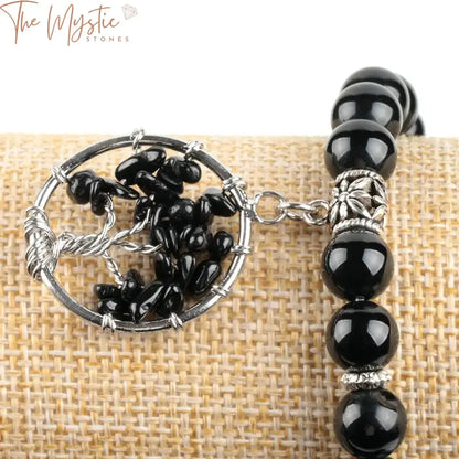 Black Onyx Tree Of Life Energy Bracelet