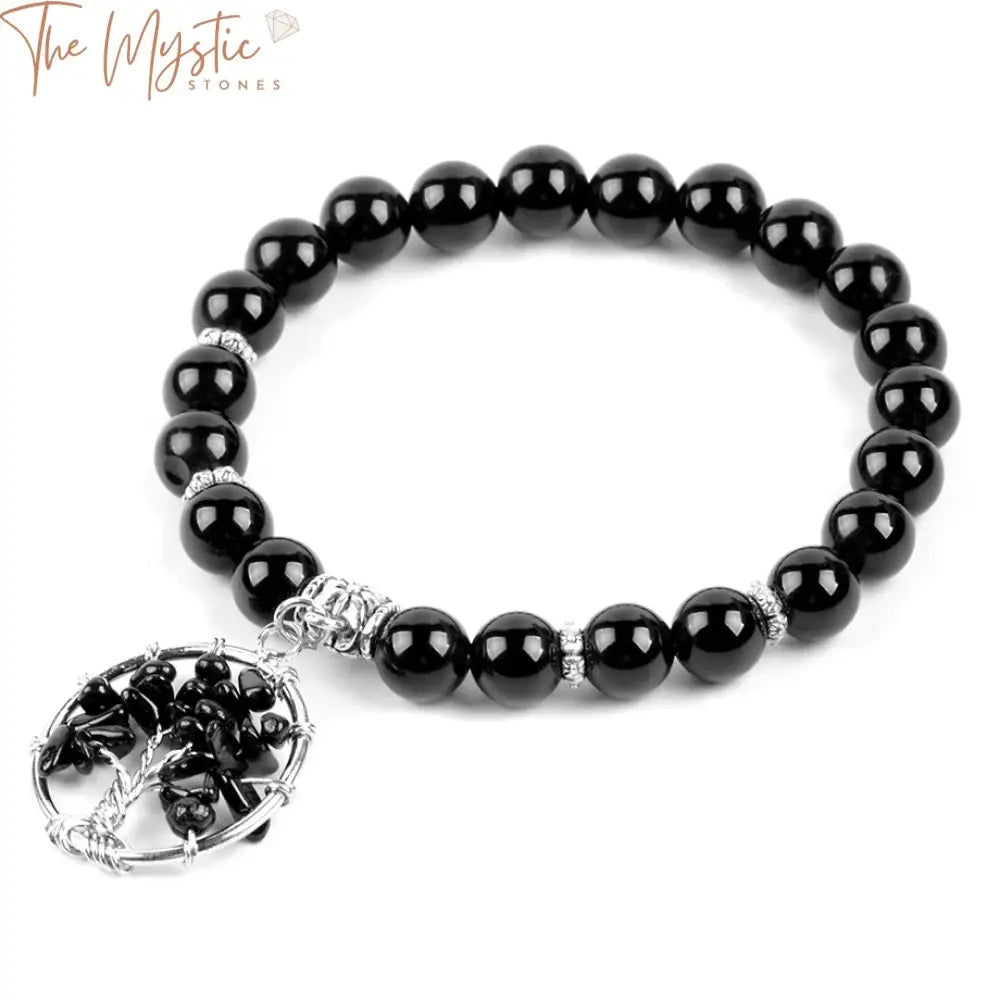 Black Onyx Tree Of Life Energy Bracelet