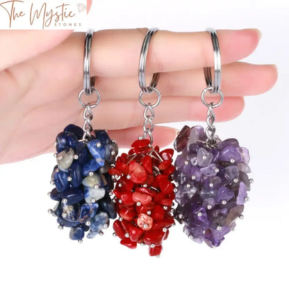 Black Rock Crystal Keychain With Chip Stone