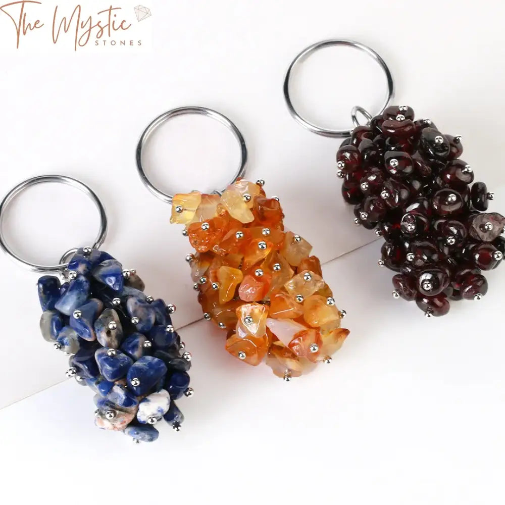 Black Rock Crystal Keychain With Chip Stone